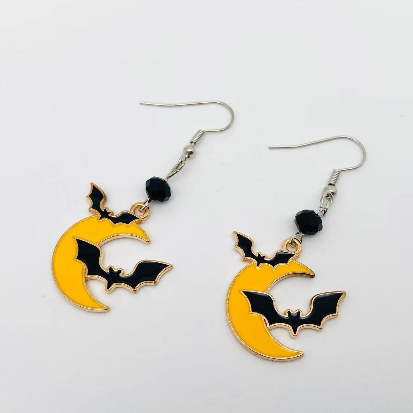 Halloween Gothic Enamel Moonlit Bat Earrings - GT/MS