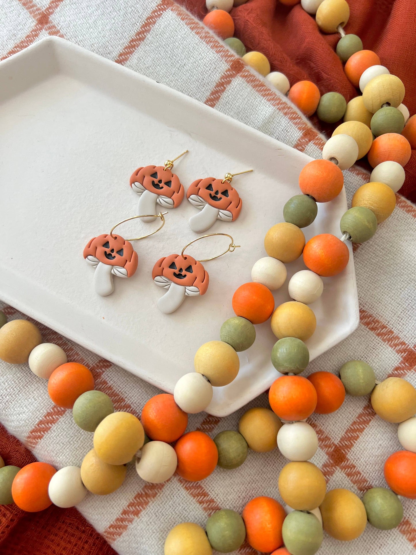 Pumpkin Mushroom Earrings, Fall Mushroom Earrings