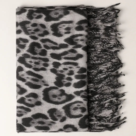 Leopard Animal Print Cashmere Feel Shawl Scarf