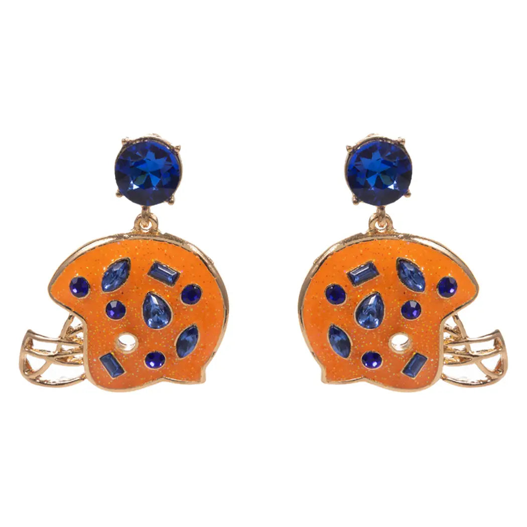 Football Helmet Gameday Colored Post Earrings