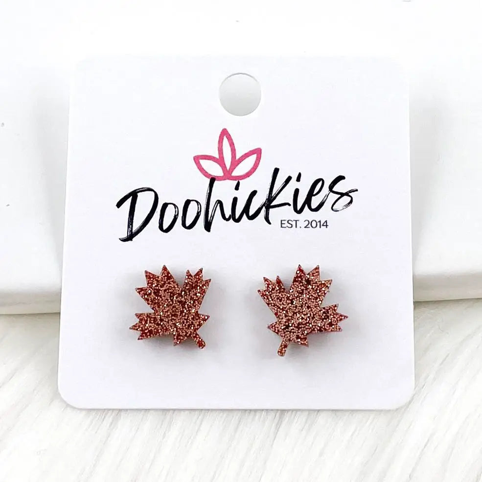 Glitter leaf earrings