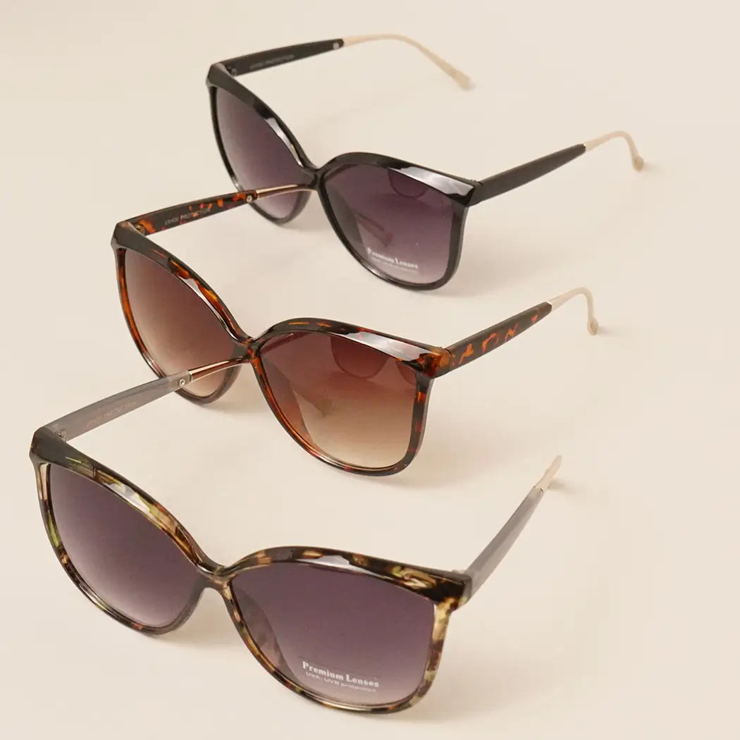 Large Cat Eye Sunglasses with Metal Tips