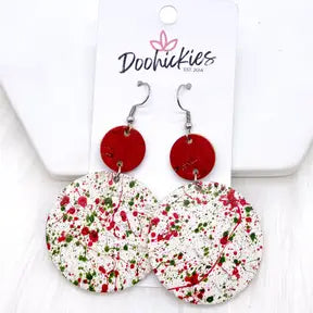 Holiday paint splatter dangle earrings