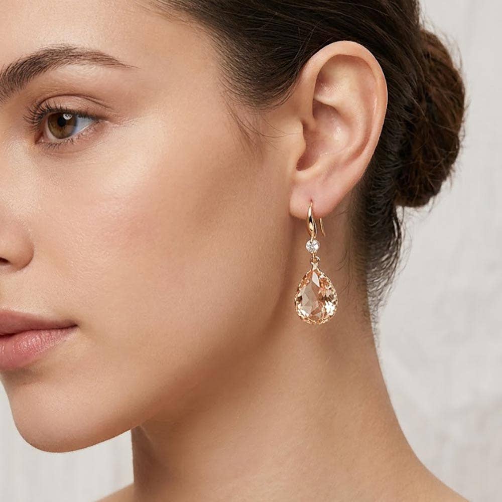 Teardrop Stone Drop Earrings