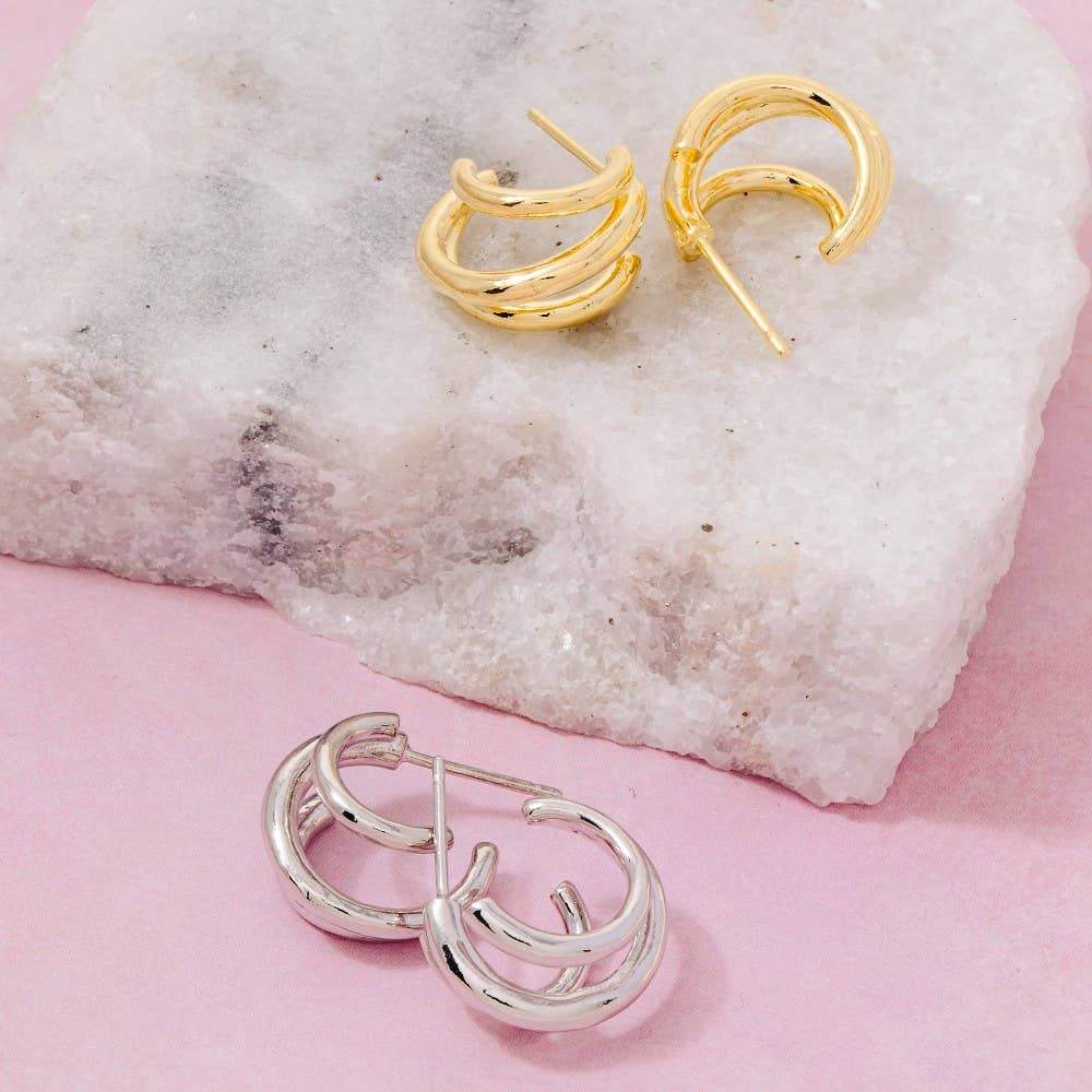 Mini Three Layered Hoop Earrings