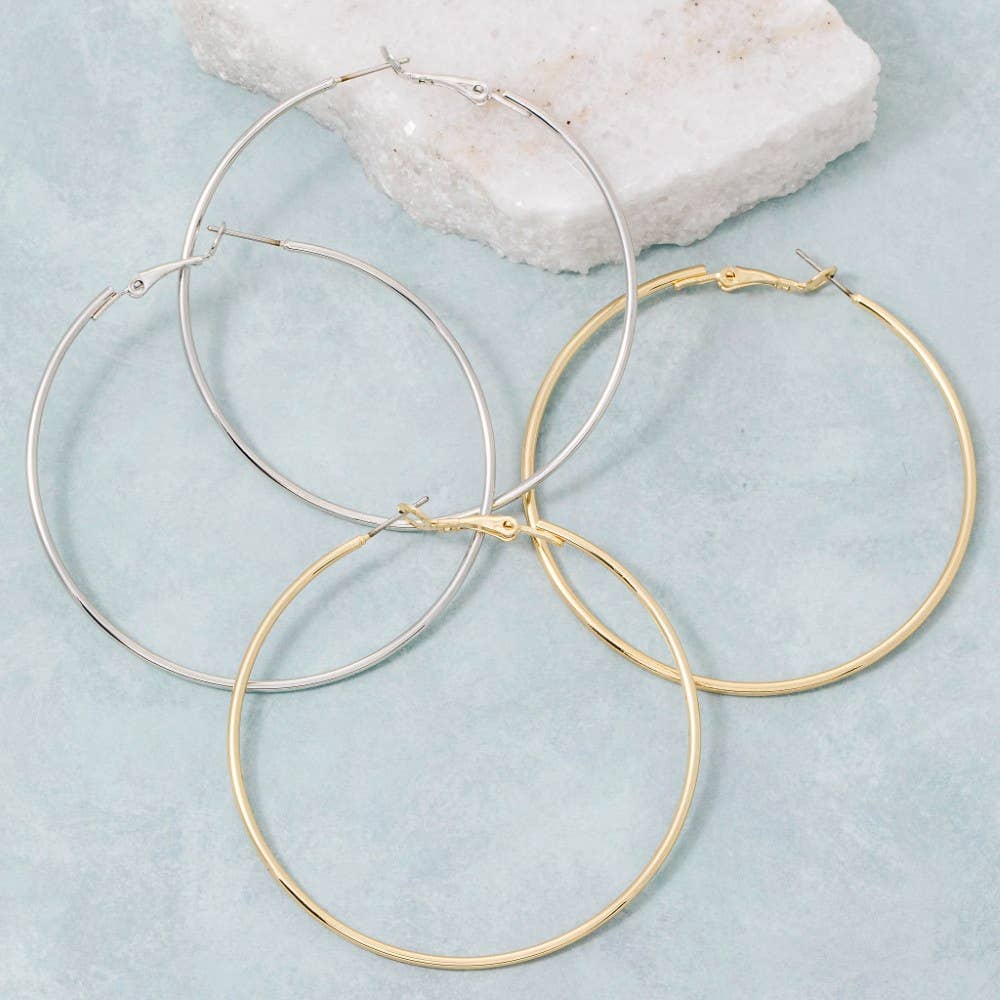 Gold Dipped 60Mm Latch Hoop Earrings