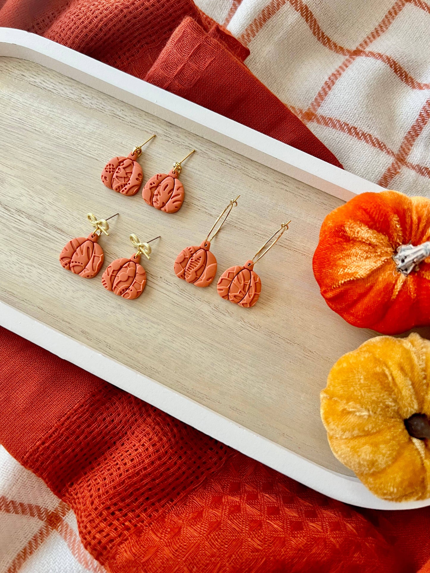 Lace Pumpkin Earrings, Pumpkin Clay Earrings, Fall Earrings