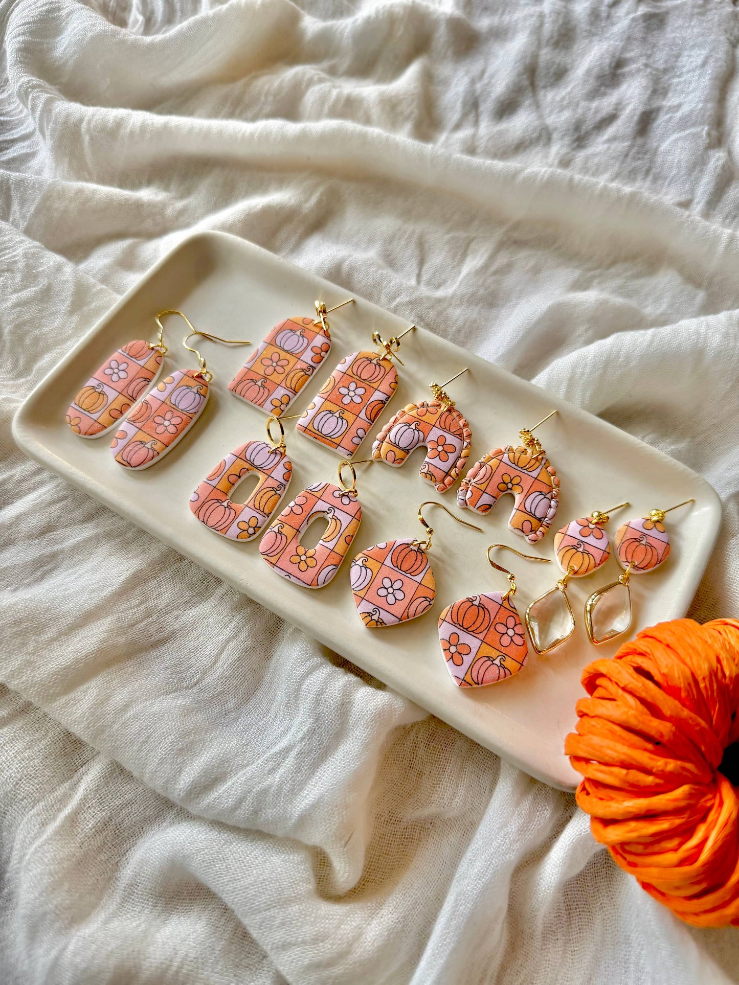 Groovy Pumpkin Earrings, Groovy Fall Earrings, Fall Earrings