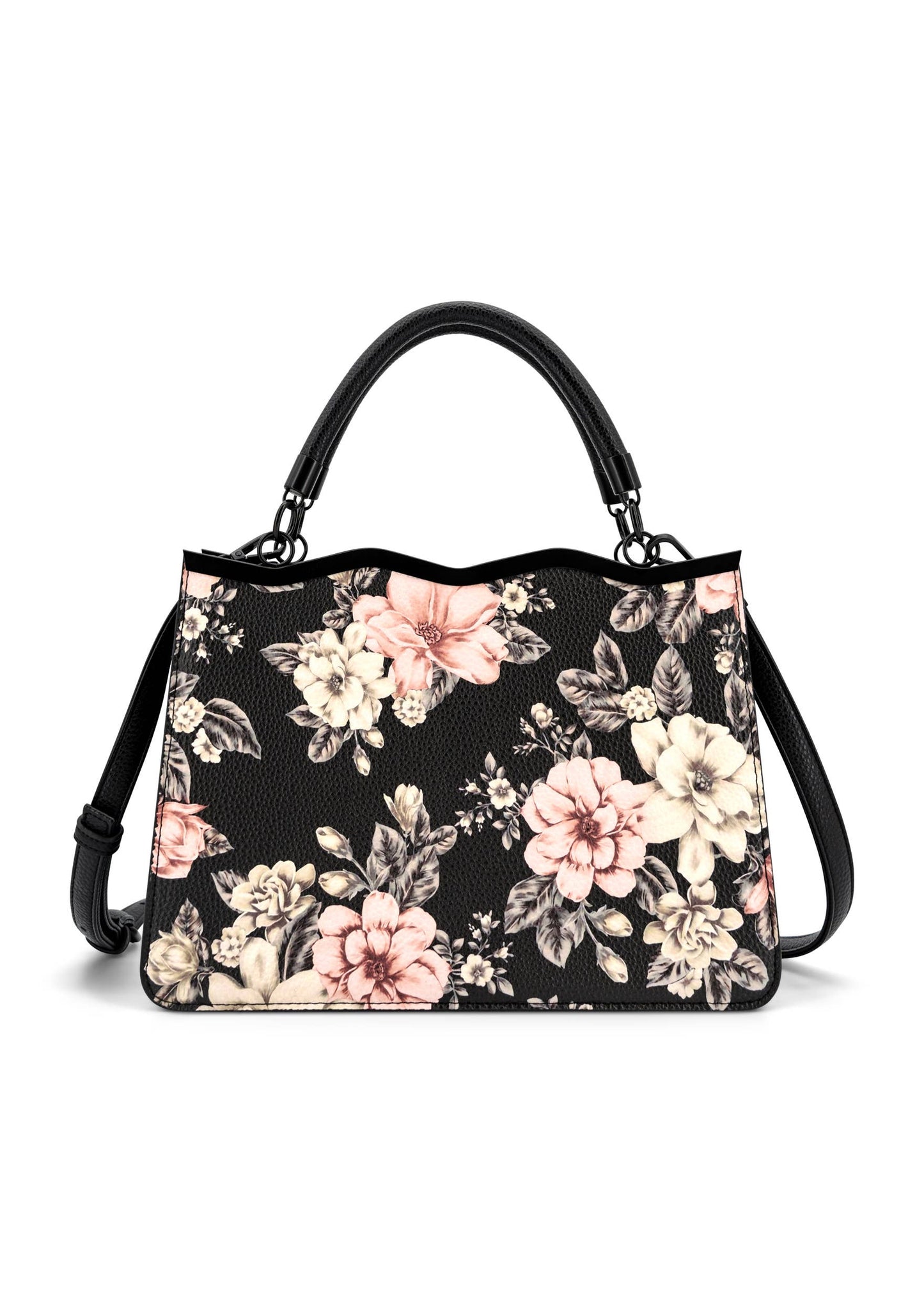 Violette Vegan Leather Floral Print Crossbody Satchel Bag