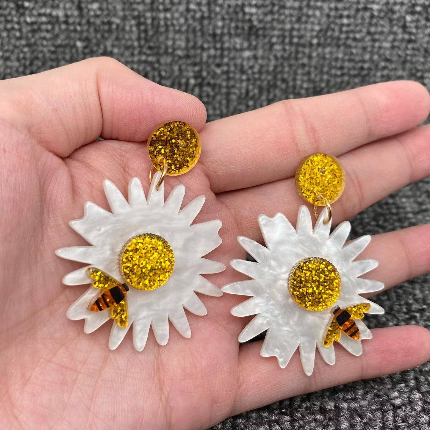 Bee Gathering Nectar Acrylic Post Earrings