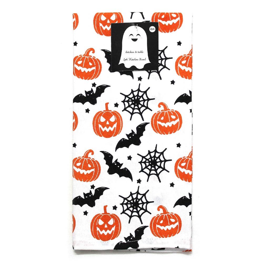 Halloween Bat Pumpkin Spider Web Pattern Printed Kitchen Towel