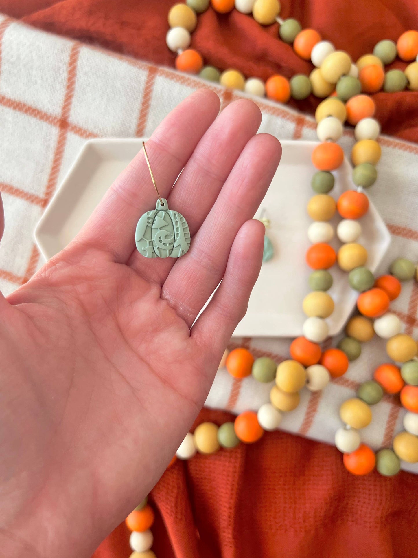 Lace Pumpkin Earrings, Pumpkin Clay Earrings, Fall Earrings