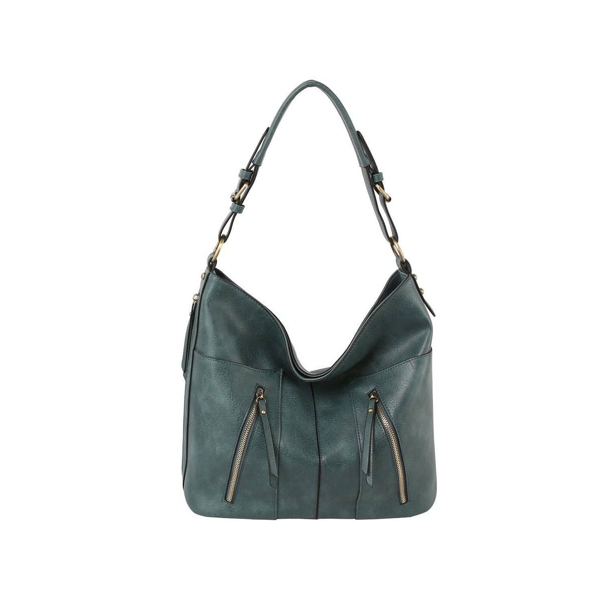 Trendy design two front zipper hobo shoulder bag
