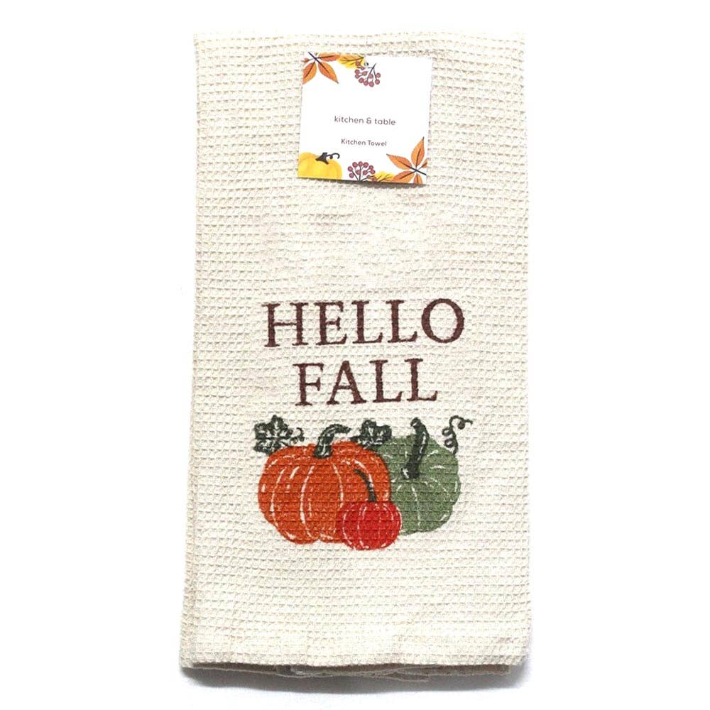 HELLO FALL Pumpkin Printed Kitchen Towel