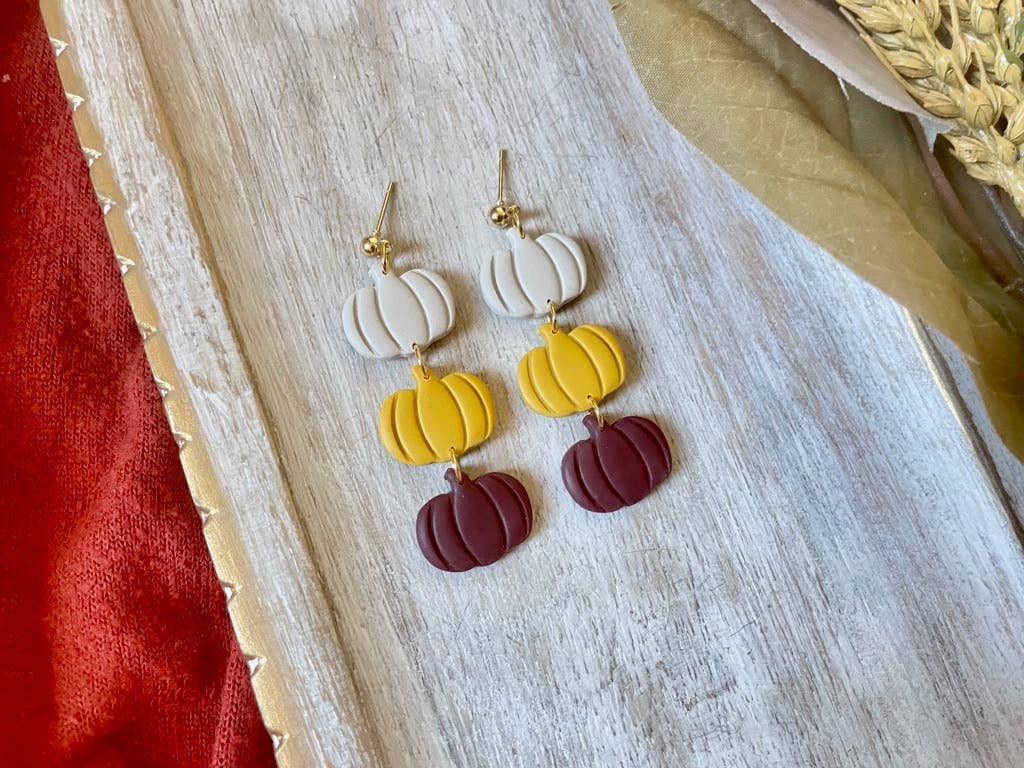Pumpkin Dangle Clay Earrings