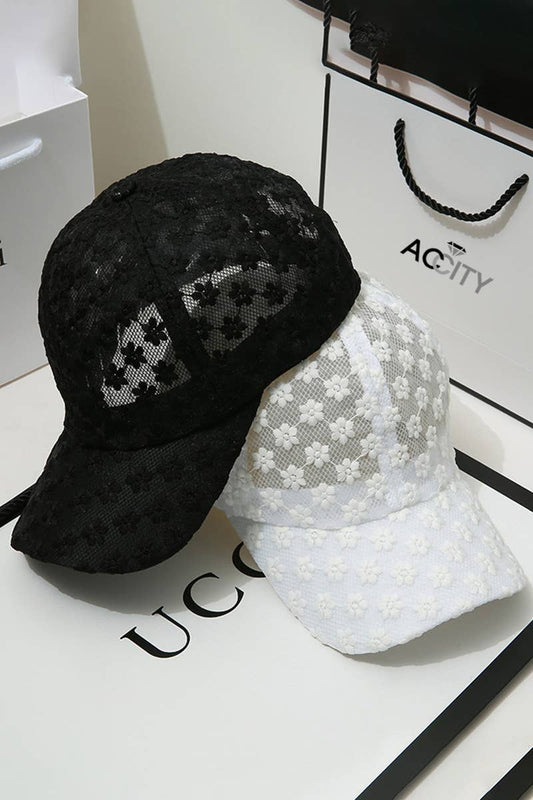 Summer Sun Hat, Lace Baseball Cap, Women’s Floral CWAH0470