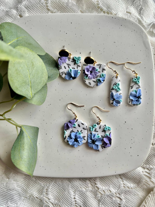 Floral Slab Clay Earrings