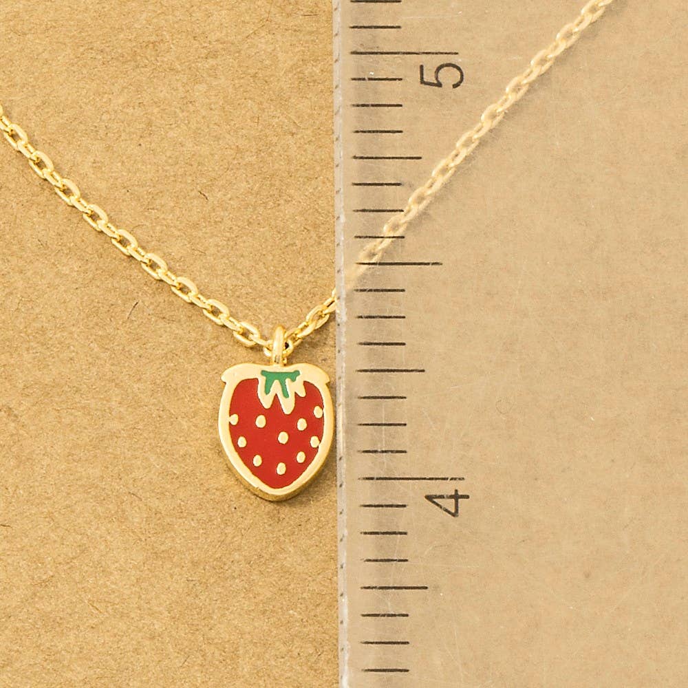 Gold Dipped Epoxy Strawberry Pendant Necklace