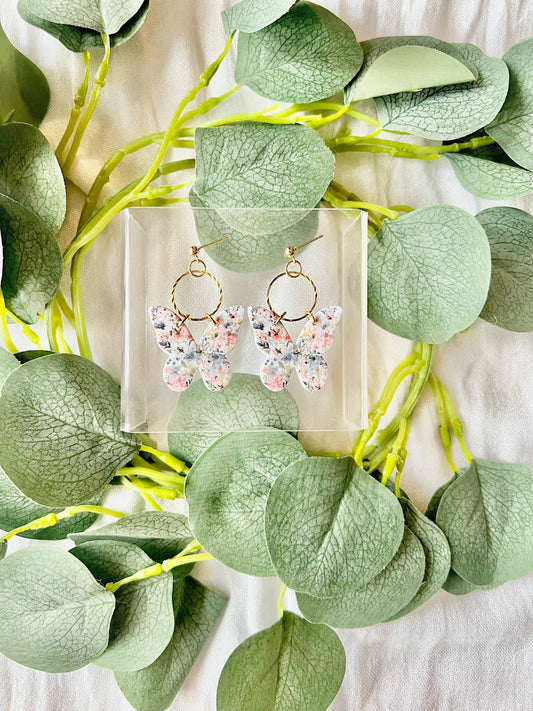 Floral Butterfly Earrings, Butterfly Earrings