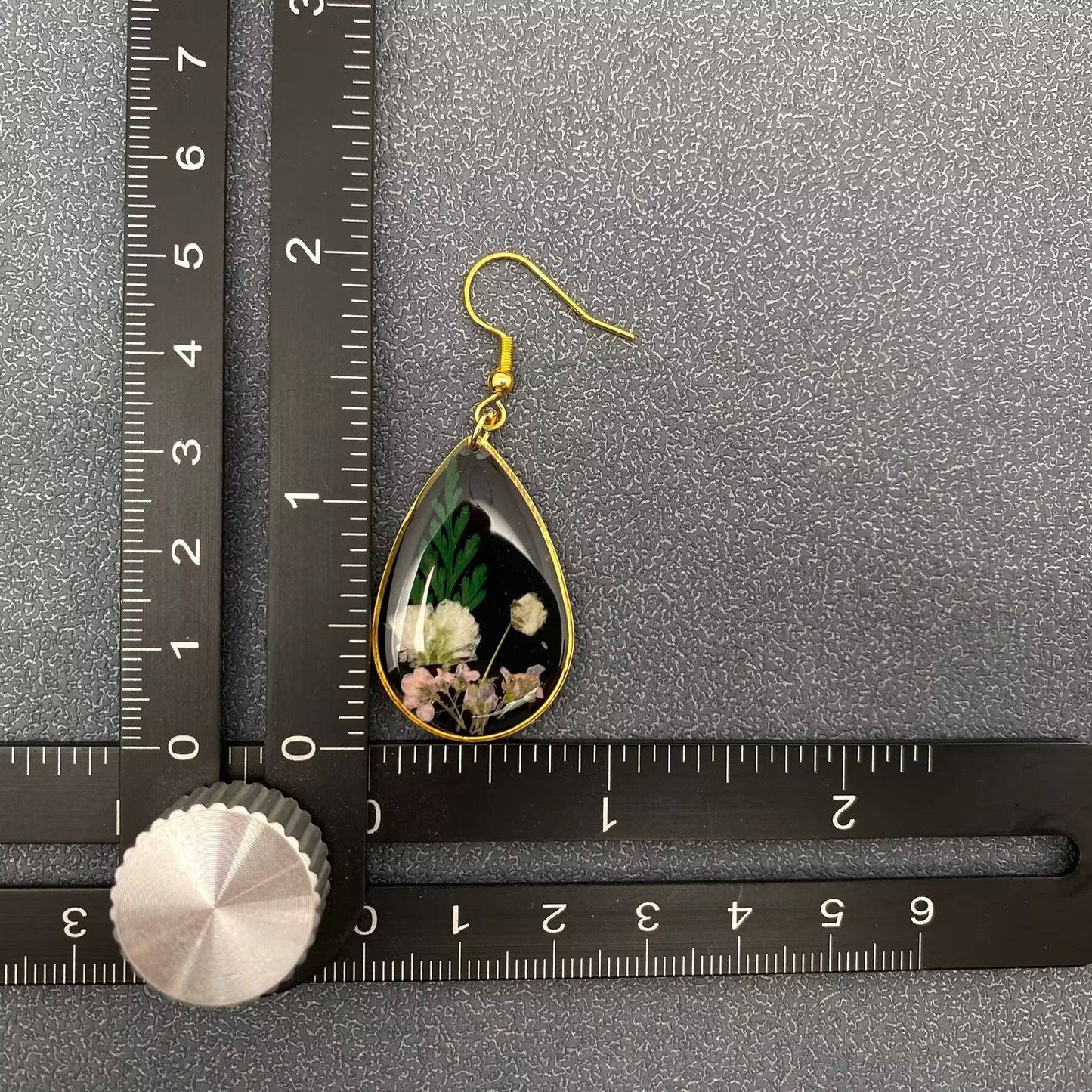 Baby’s Breath & Fern Leaf Dried floral Black Earrings - PDF