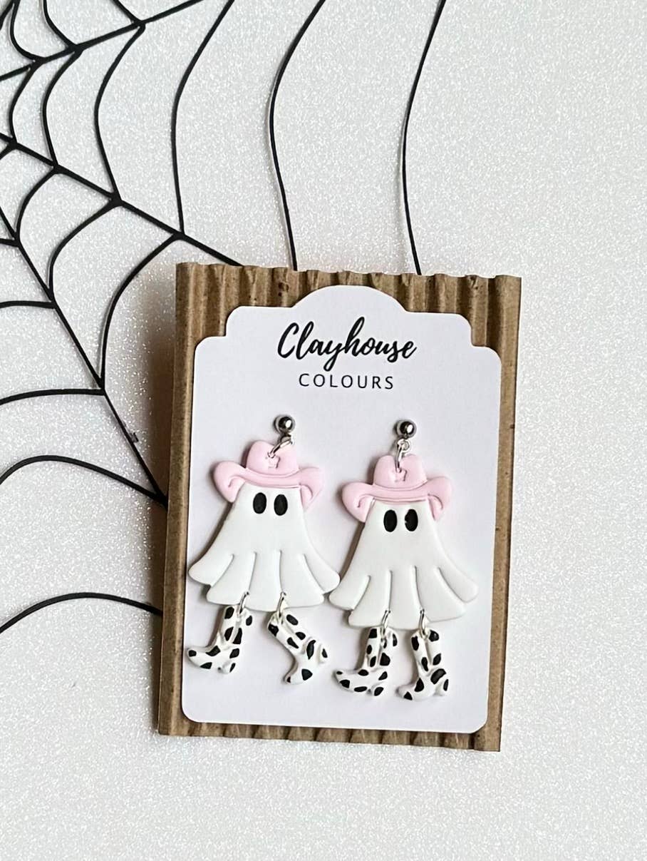 Cowboy Ghost Halloween Earrings 