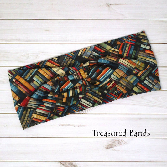 Books Stacked Librarian Teacher Reading Print Twist Headband