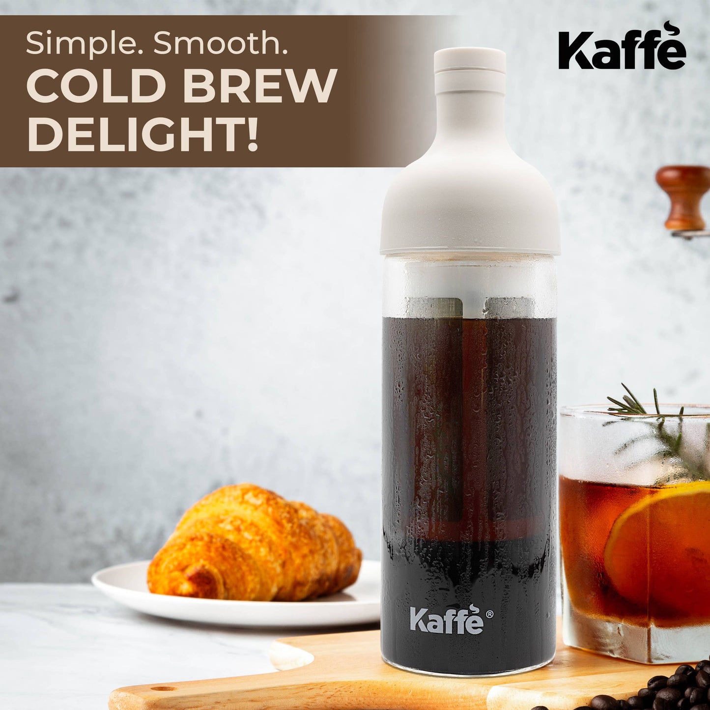 Kaffe Cold Brew Coffee Maker, Glass Coffee Pitcher. 1L