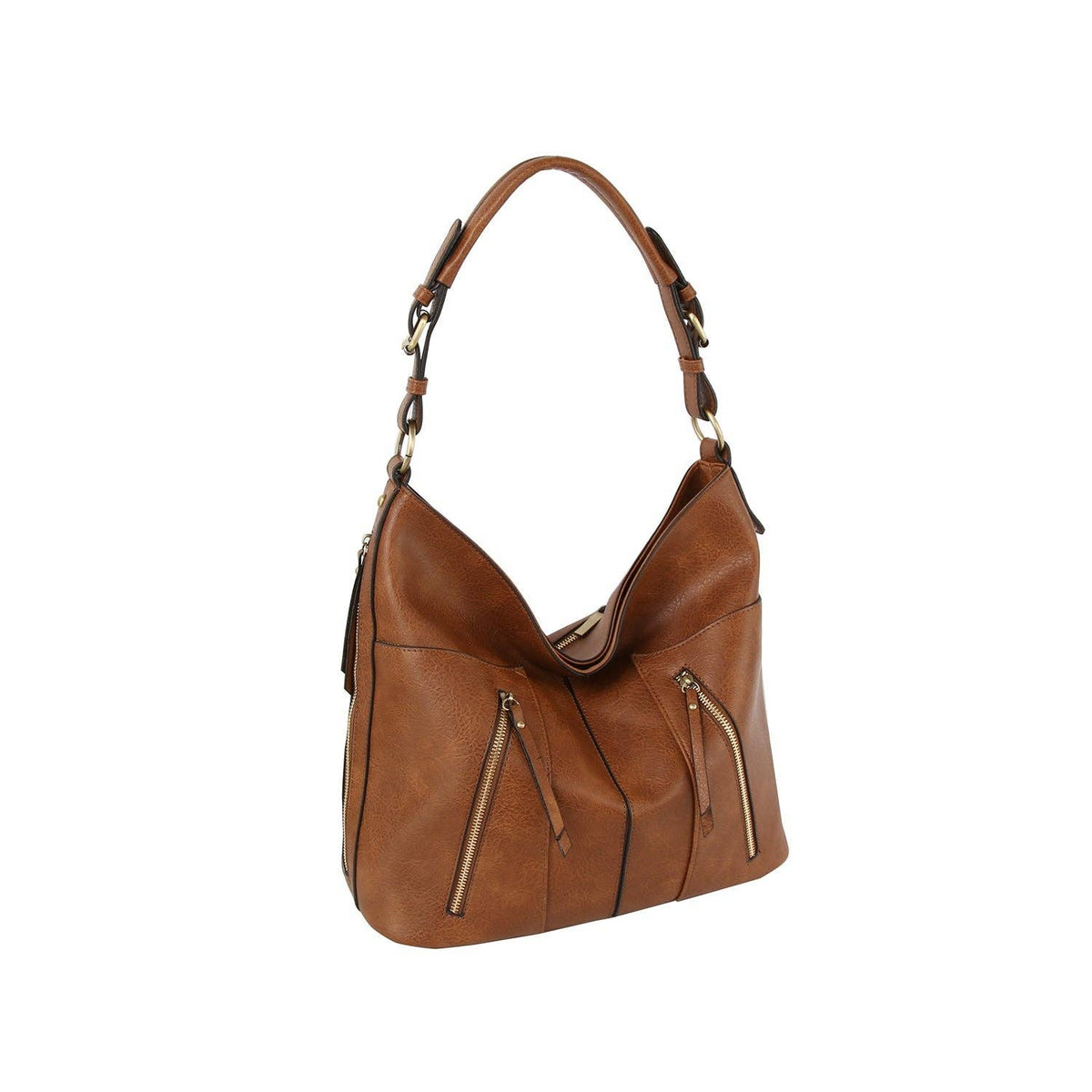 Trendy design two front zipper hobo shoulder bag