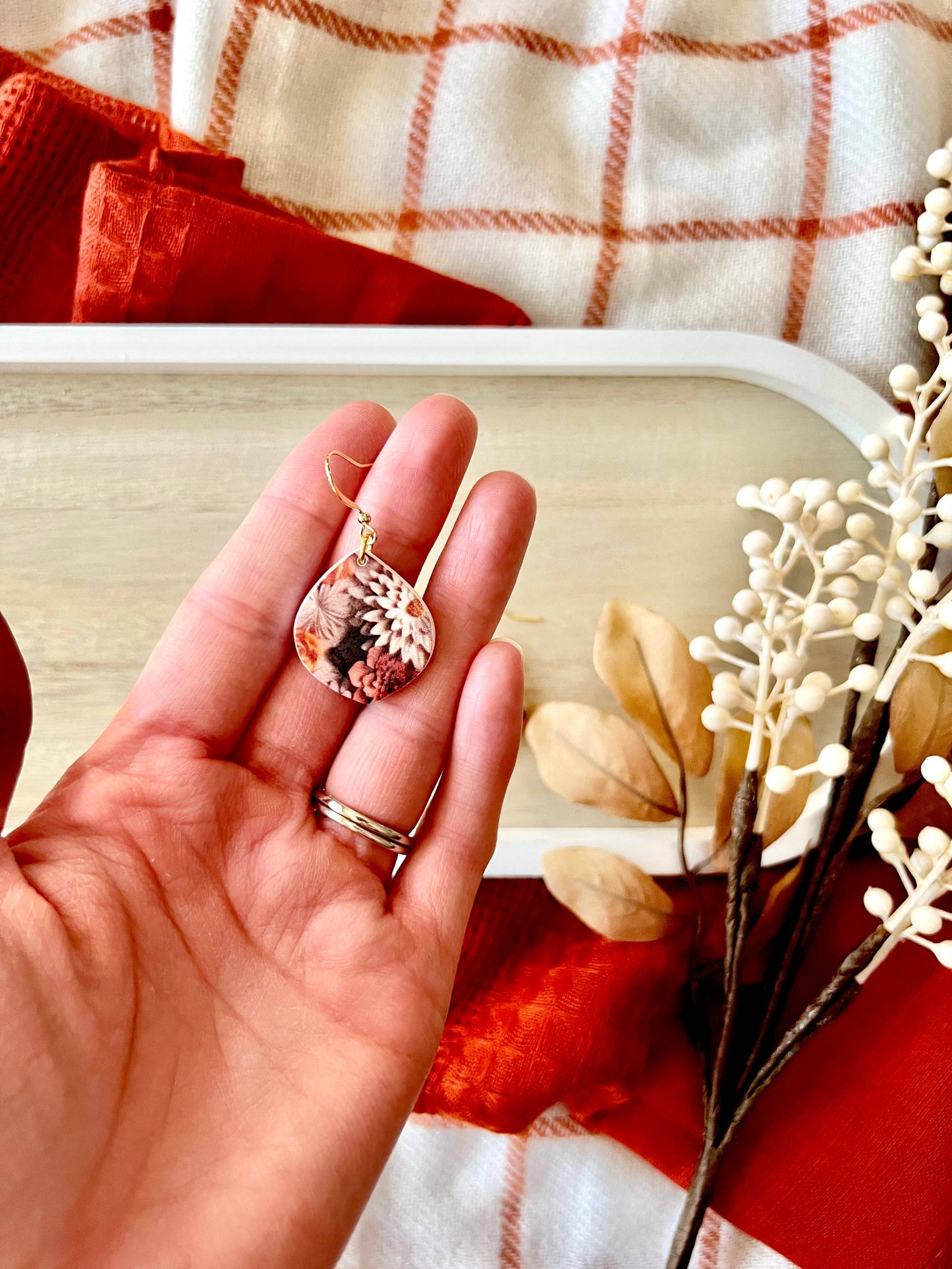 Fall Floral Earrings, Fall Flower Earrings, Fall Earrings