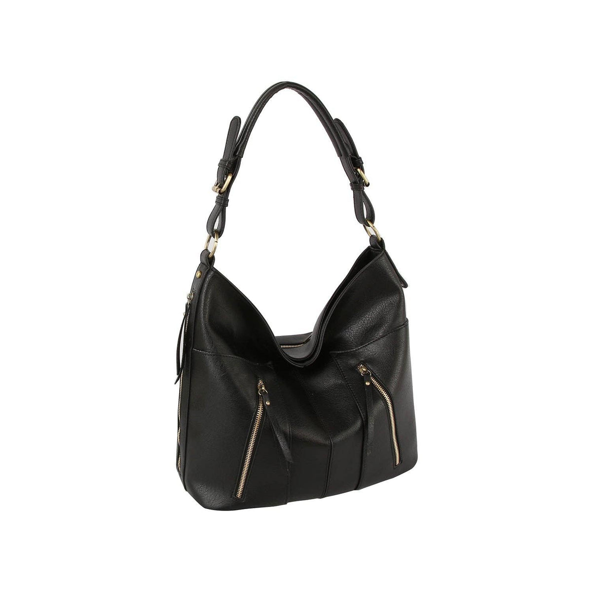 Trendy design two front zipper hobo shoulder bag
