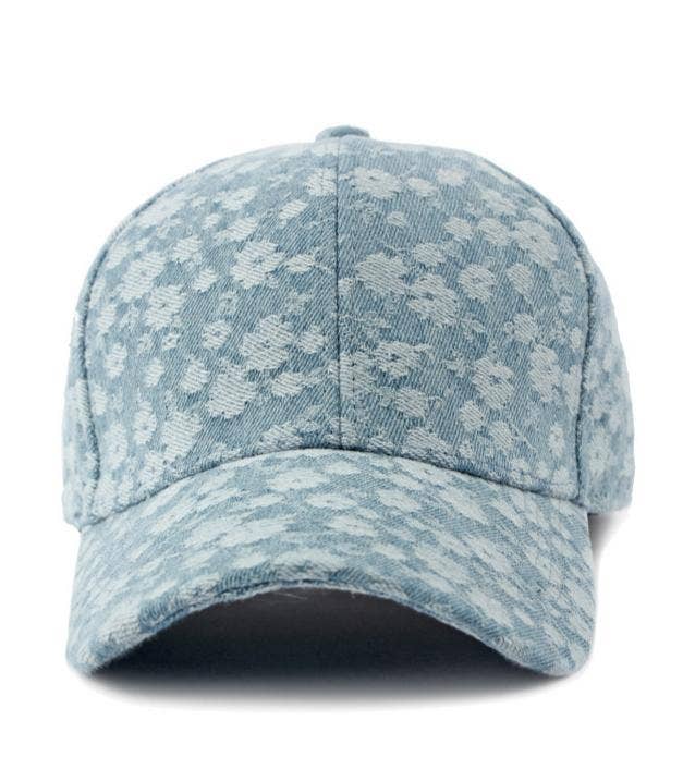 Boho Floral Denim Baseball Cap