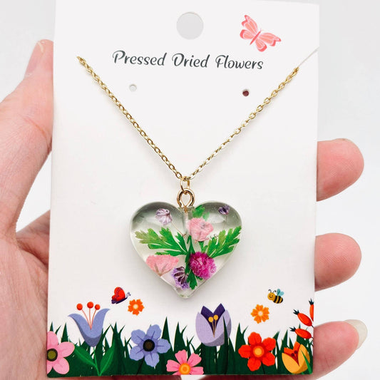 Baby's Breath & Fern Heart-shaped Dried Flower Necklace -PDF