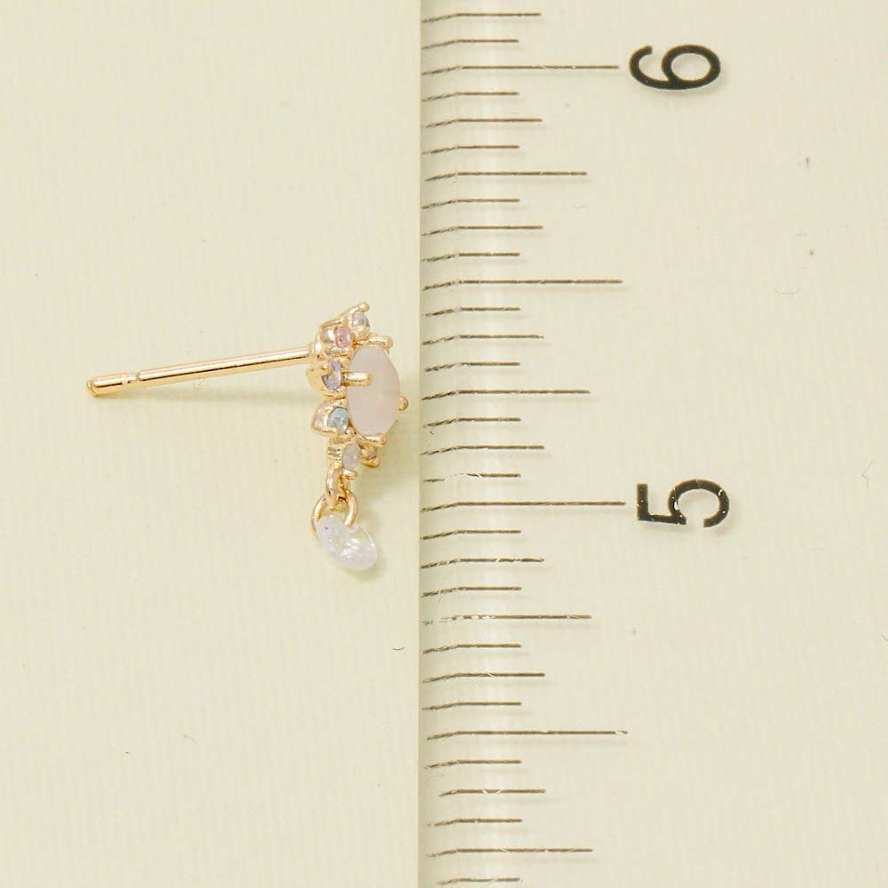 Gold Dipped Cz Circle Flower Earrings