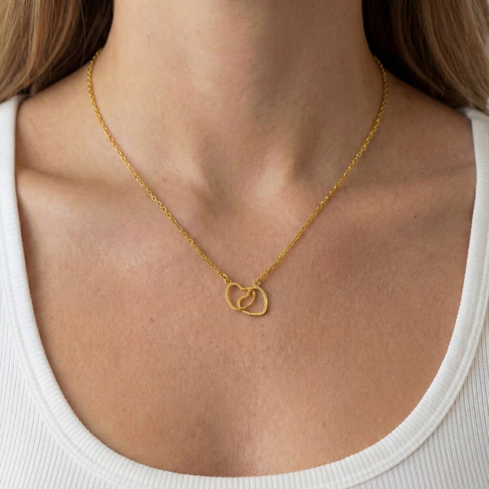 Gold Dipped Heart Link Charm Necklace