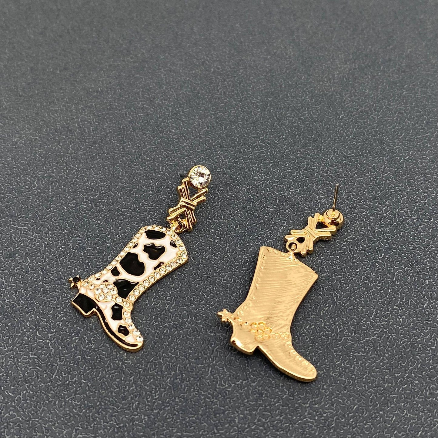 WJ - Western Cowgirl Enamel Rhinestone Boots Post Earrings