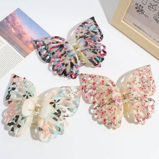 Sweet and cool Gradient Floral Butterfly Hair Claw_CWAHA2216