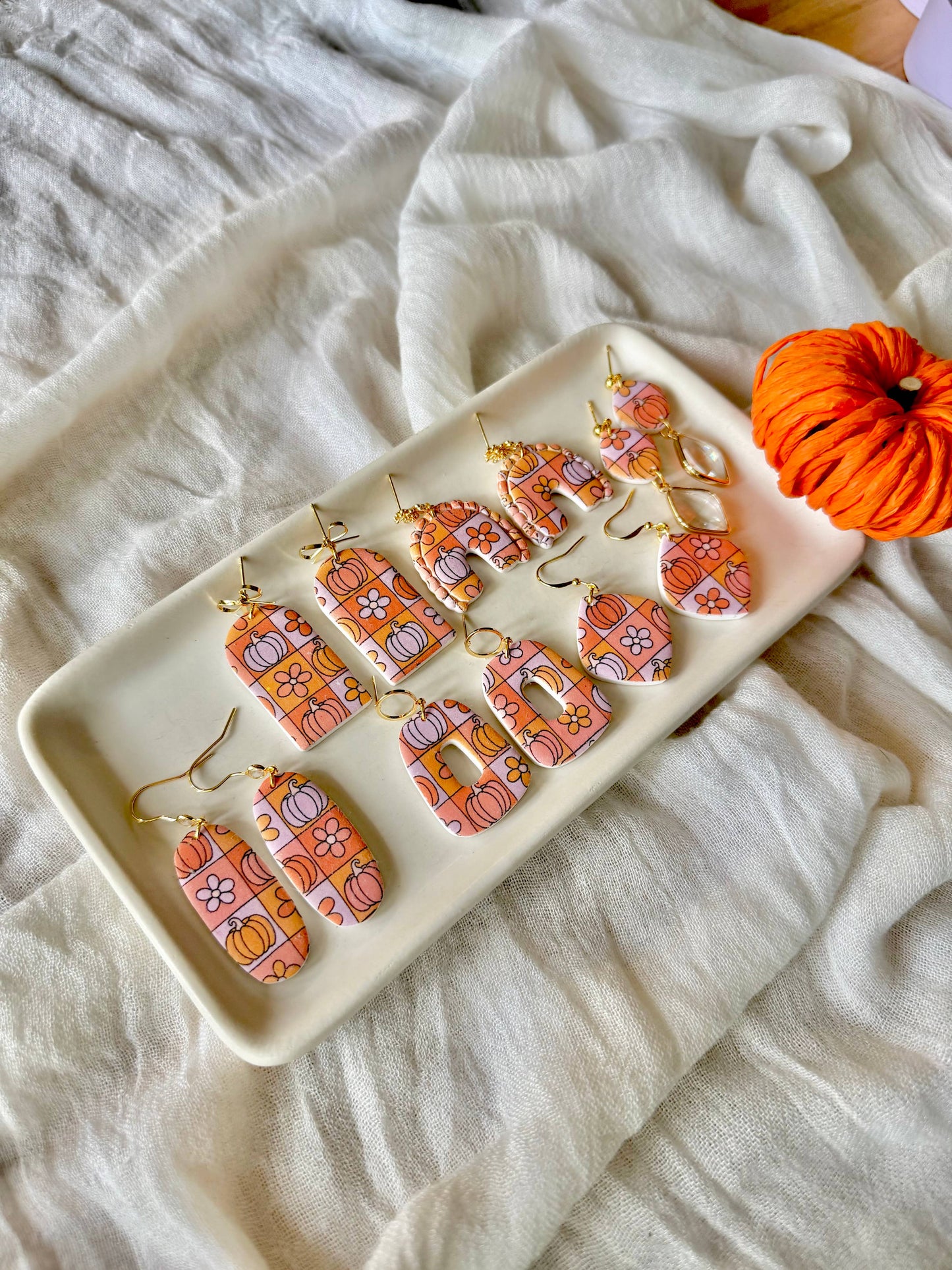Groovy Pumpkin Earrings, Groovy Fall Earrings, Fall Earrings