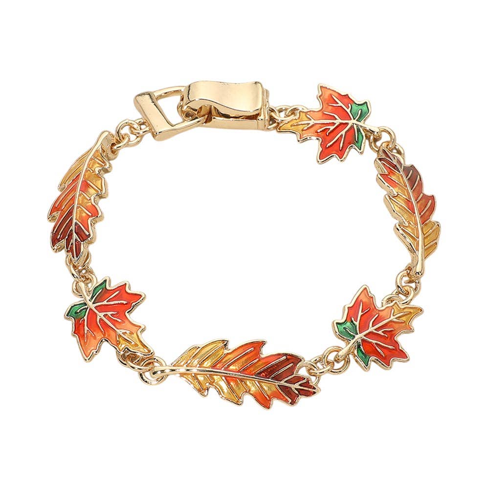 Autumn Foliage Charm Link Magnetic Bracelet