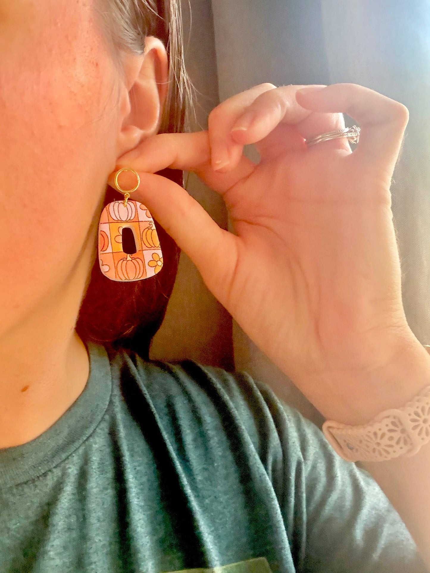 Groovy Pumpkin Earrings, Groovy Fall Earrings, Fall Earrings