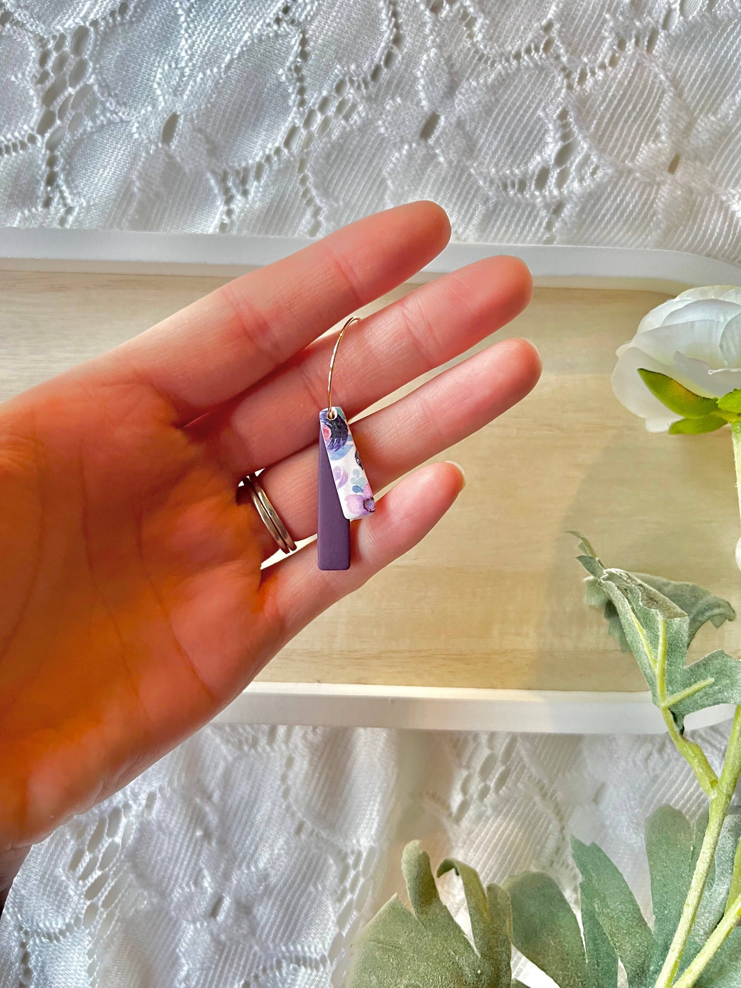 Purple Floral Earrings, Purple Flower Earrings