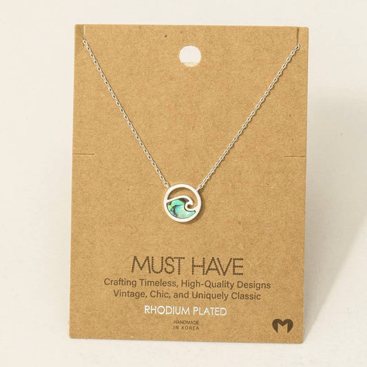Wave Coin Pendant Necklace