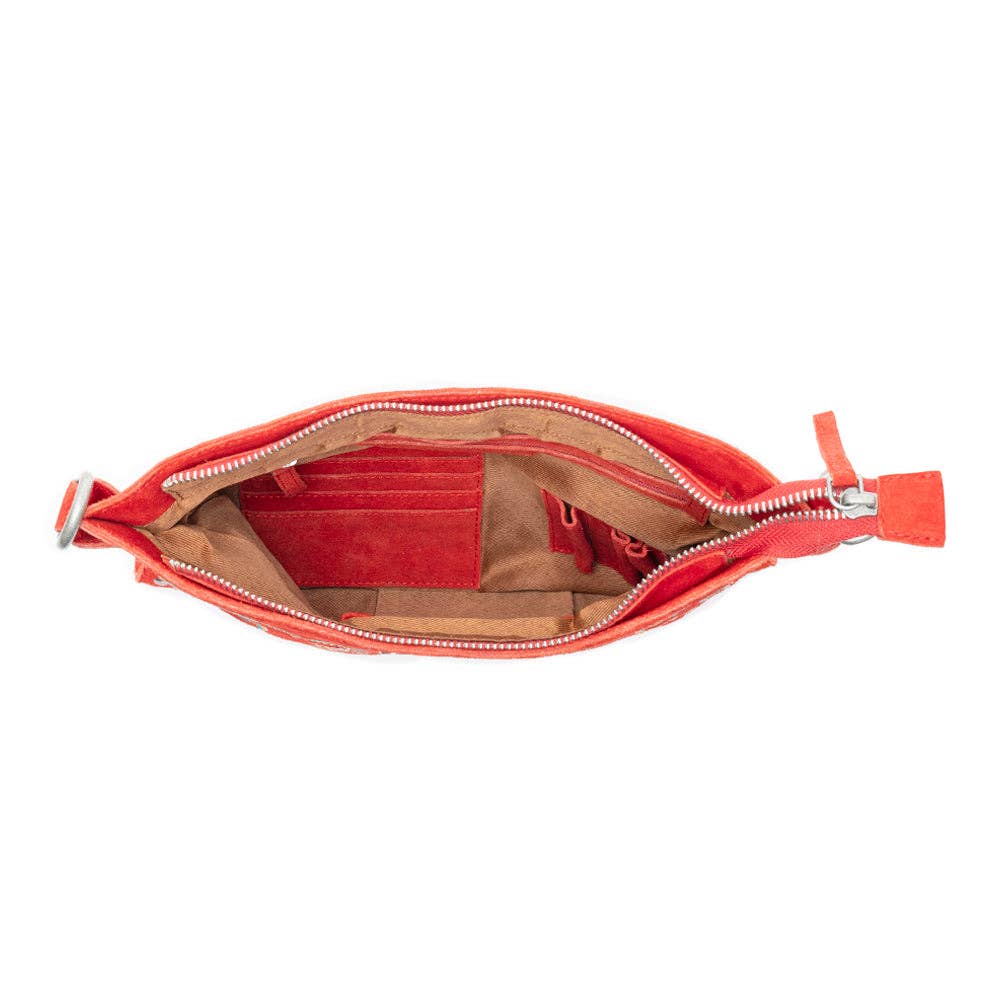 Texas Rose Western Embroidered Leather Bag in Scarlet Red