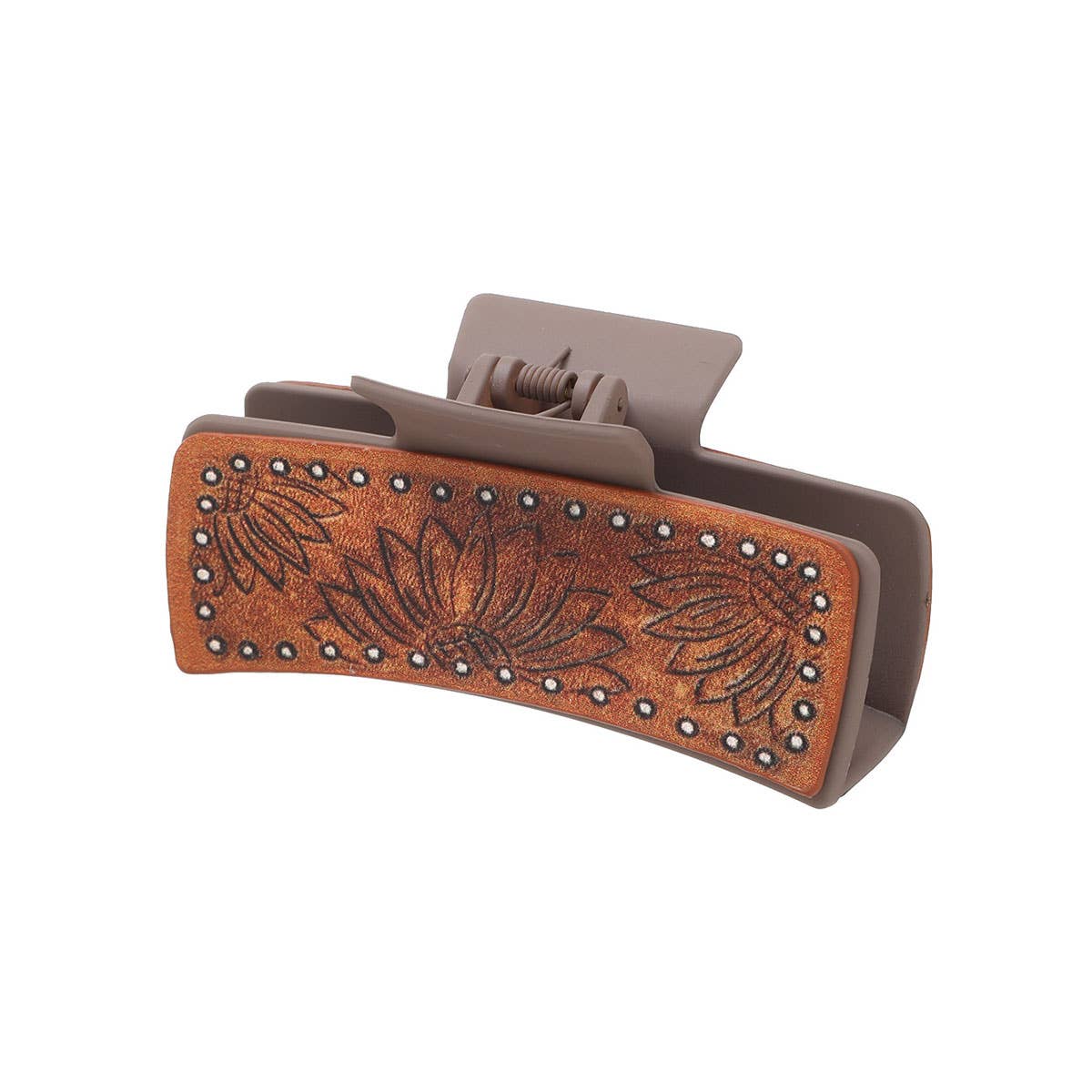 LEATHER SUNFLOWER PATTERN WESTERN HAIR CLAW CLIPS_CWASC1622