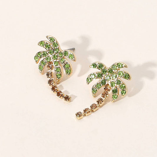 Stone Paved Palm Tree Earrings
