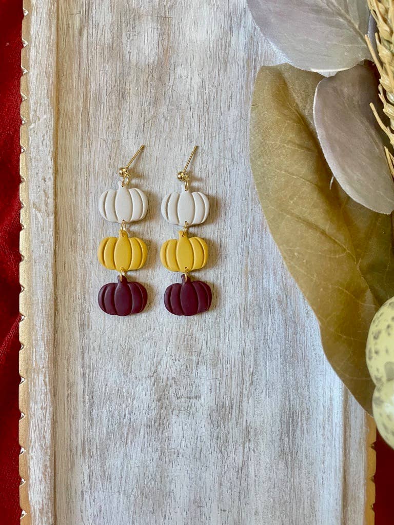 Pumpkin Dangle Clay Earrings