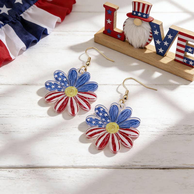 Fourth Of July Flag Element Acrylic Earrings