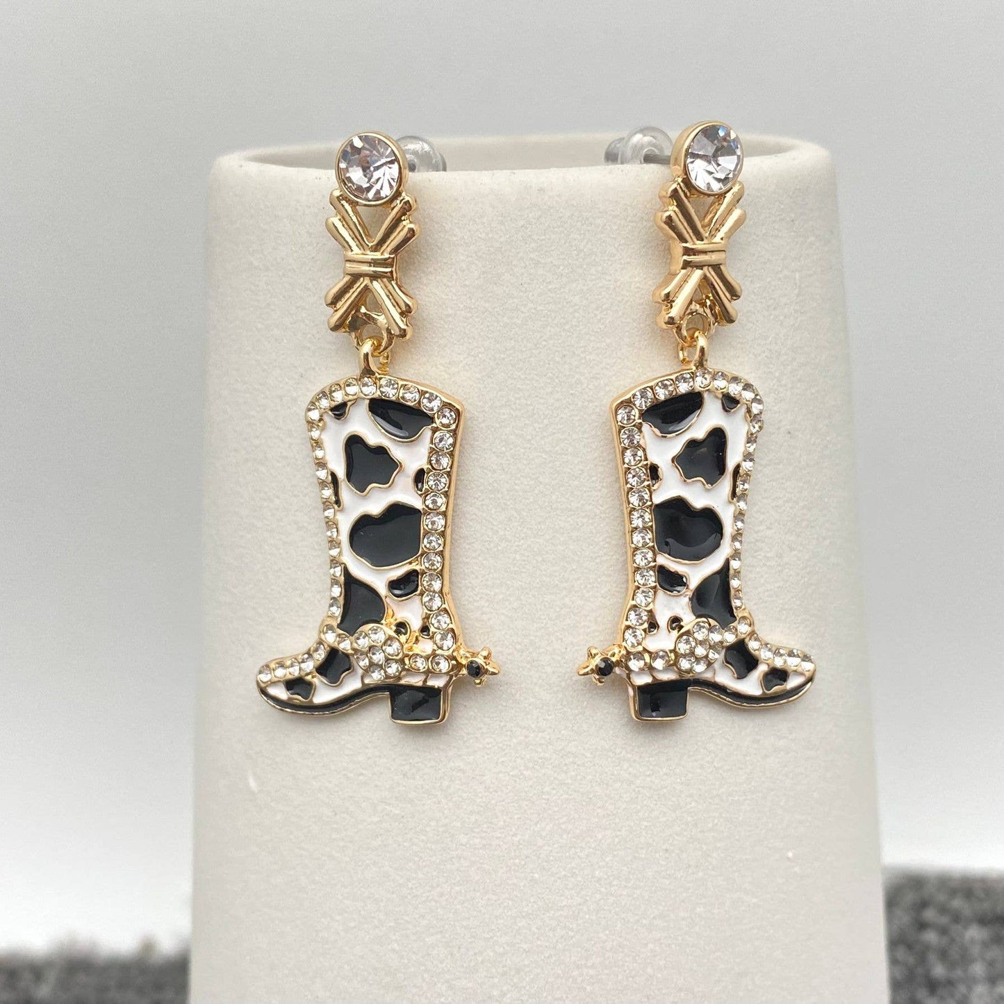 WJ - Western Cowgirl Enamel Rhinestone Boots Post Earrings