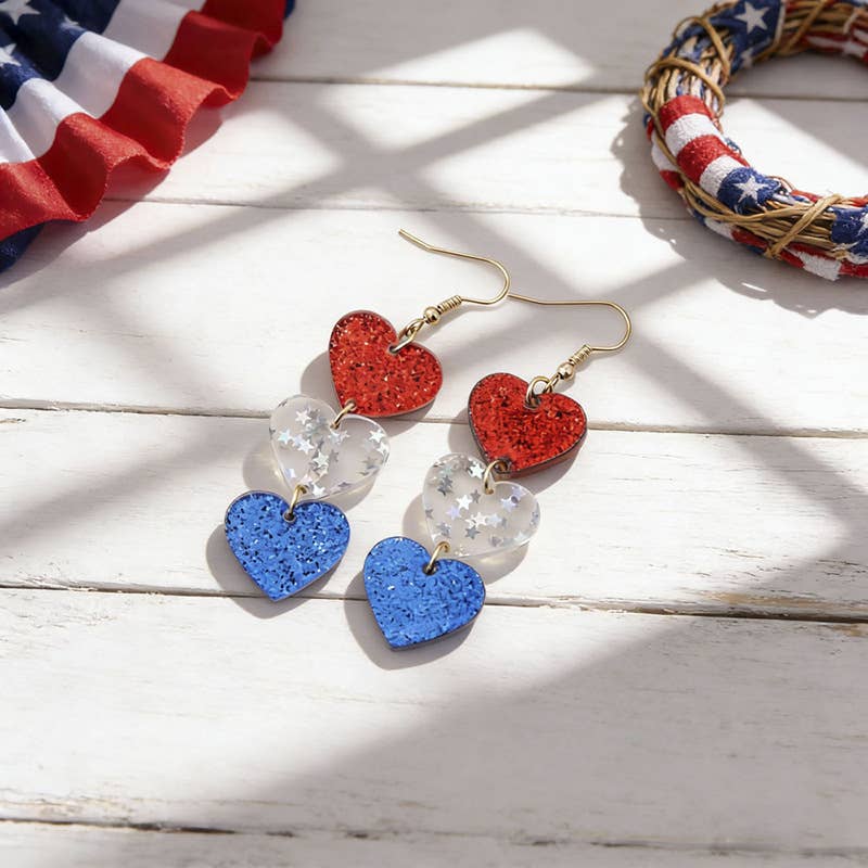 Fourth Of July Flag Element Acrylic Earrings