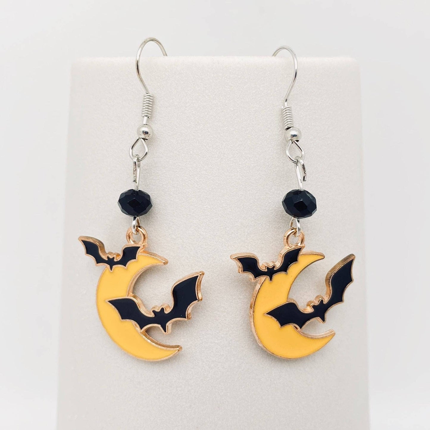 Halloween Gothic Enamel Moonlit Bat Earrings - GT/MS