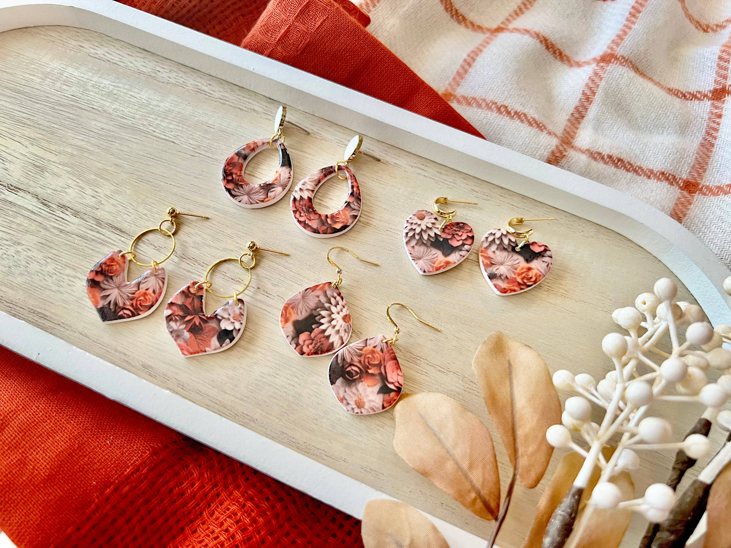Fall Floral Earrings, Fall Flower Earrings, Fall Earrings